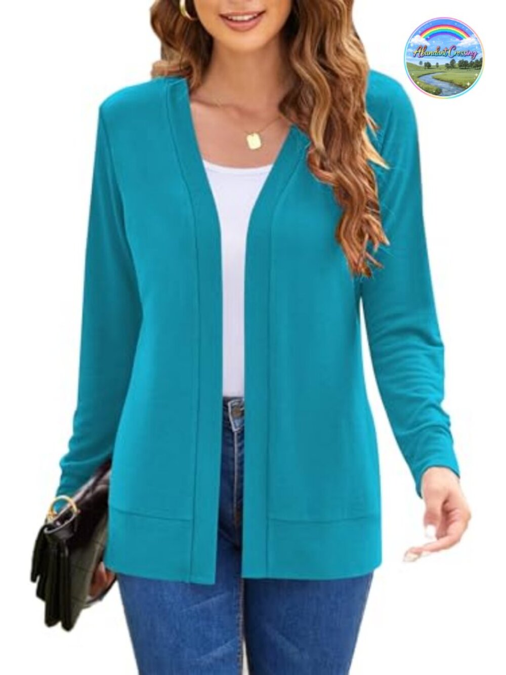 Womens Long Sleeve Open Front Cardigan Lightweight Knit Sweater